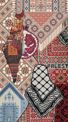 an assortment of different colored rugs and patterns