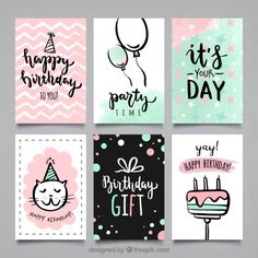 four birthday cards with different designs