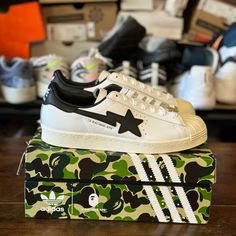 Brand New. Won On Adidas Raffle. Comes With Original Box With Original Laces As Well. Adidas Bape Superstar 80’s Men’s Size 6 But Translate To Women’s Size 7.5 Adidas Bape Superstar, Adidas Sneakers With Branded Heel Counter For Streetwear, Shoe Raffle, Bape Superstar, 80’s Men, Adidas Campus 80s, Adidas Ultraboost 20, Nike Air Max Tn, Adidas Boost