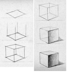 three different views of the same object, each with one square and two rectangles