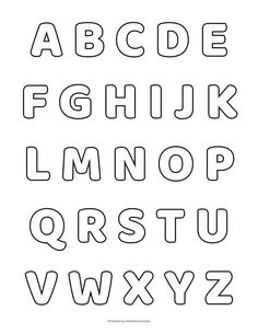 the alphabet is outlined in black and white, with letters that are not written on it