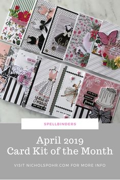 an open card kit for the month of march with text overlaying it that reads,