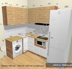 an artist's rendering of a kitchen and laundry room