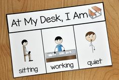 a poster with words describing the different types of desks