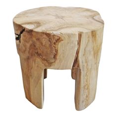 a small wooden stool made out of wood