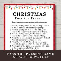 christmas pass the present game for kids