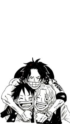 two anime characters hugging each other in black and white