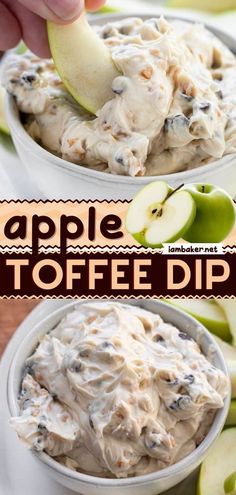 an image of apple coffee dip with apples in the background