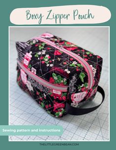 the sewing pattern for this cosmetic bag is easy to sew and includes zippers