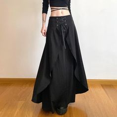 5 business days order processing time. 90% cotton 10% spandex Individual Size Chart: Unit: cm Size S Size M Size L Waist 64 68 72 Hips 89 93 97 Length 92 93 94 Goth Skirt, High Waisted Maxi Skirt, Nature Dress, Women Streetwear, Vintage Goth, Skirt Y2k, High Waist Fashion, Y2k Outfits, Irregular Hem