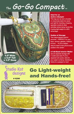 an advertisement for the go - go compact purse with instructions to make it look like a handbag