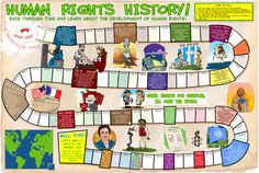 the human rights history board game is shown in this image, it has many different people on it