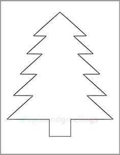 the outline of a christmas tree for children's crafts, including lines and shapes