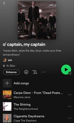 an iphone screen with the caption'o captain, my captain'on it