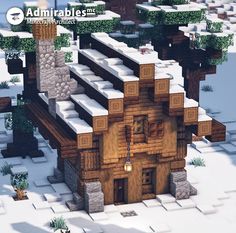 Minecraft Medieval House, Snowy Cottage, Cottage Minecraft, Minecraft Steampunk, Minecraft Structures, Minecraft House Plans, Minecraft Cottage, Minecraft Castle