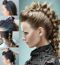 Color Guard Hair, Lagertha Hair, Rocker Hair, Different Braids, Types Of Braids, Dance Hairstyles, Faux Hawk