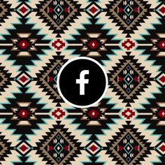 the facebook logo is shown in front of an image of native american style pattern with red, white and blue colors