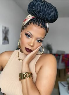 Headwrap Hairstyles, Small Box Braids, Big Box Braids Hairstyles, Hair Wrap Scarf, Hair Scarf Styles, Box Braids Hairstyles For Black Women, 4c Natural, Braided Hairstyles Updo, Braids For Black Women