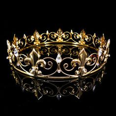 Gold King Crown, Boy Crown, Fantasy Crown, Crown Aesthetic, Bridal Tiaras, Metal Crown, King Crown, Gold Aesthetic, Kings Crown