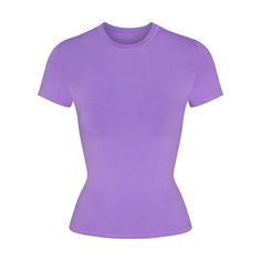 Pink And Purple Clothes, Basic Top Outfit, Purple Shirt Outfits, Purple Top Outfit, Purple Shirts, Purple Clothes, Purple Tops, Preppy Clothes, Purple Tee