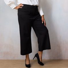 Modern comfort and style combine on these women's super high rise wide leg cropped pants from LC Lauren Conrad.Click on this WOMEN'S GUIDE to find the perfect fit and more! FEATURES Wide leg Cropped length 2 faux pockets 1-button & zipper front UnlinedFIT & SIZING Short: 23 1/2-in. inseam 25 1/2-in inseam Long/tall (T/L): 27 1/2-in. inseam Petite: 25 1/2-in inseam Petite short: 23 1/2-in. inseam 10 3/4-in. leg opening Super high rise sits on the natural waistline Relaxed fit through the hip and Versatile Wide Leg Culottes With Pockets, High Waist Culottes With Pockets Relaxed Fit, Versatile Cropped Wide Leg Work Pants, Relaxed Fit Straight Leg Culottes With Pockets, Business Casual Wide Leg Cropped Pants With Pockets, Chic Straight Leg Culottes With Pockets, Black Straight Leg Culottes, High Waist Culottes For Business Casual, Fall Cropped Wide Leg Work Pants