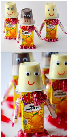 two pictures of the same character made out of candy