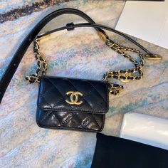 Gently Used. In Excellent Used Condition. Authentic Chanel. Purchased At Neiman Marcus In Galleria In Tysons 2 Mall. 3.5*4*1”. Belt Size Goes From 30-38”. Red Lining. Made In Italy. Leather Cleaning Cloth, Box, Ribbons, Tag, Dust Bag, Shopping Bag Included. Vintage Gold Tone Hardware. Belt And Card Case Don’t Detach. Very Cute. It Will Fit Id, Credit Card And A Car Key. Black. Luxury Rectangular Belt Bag With Removable Pouch, Luxury Wallet With Removable Pouch Crossbody, Elegant Rectangular Wallet As Fashion Accessory, Elegant Rectangular Fashion Wallet, Luxury Wallets With Detachable Strap Crossbody, Luxury Black Rectangular Belt Bag, Luxury Black Pouch Belt Bag, Luxury Black Belt Bag With Removable Pouch, Luxury Leather Wallet On Chain, Rectangular