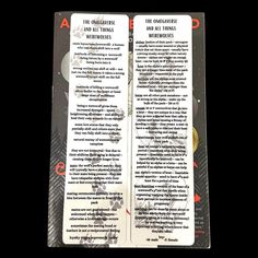 two bookmarks with words on them sitting next to each other in front of a black background