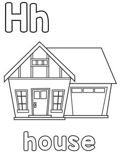 the letter h is for house coloring page