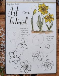 a drawing book with flowers on it