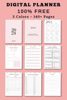 Free Digital Planner Goodnotes 2024 - Pink, Black, Sage Green plannerd. productplannertemplate #plannermensal2024 Free Digital Planner Goodnotes, Goodnotes Android, Business Planner Printables, Budget Planner Free, Black Sage