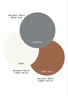 three different shades of gray, white and brown with the words interior paint colors on them