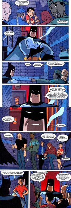 the batman is talking to his friends