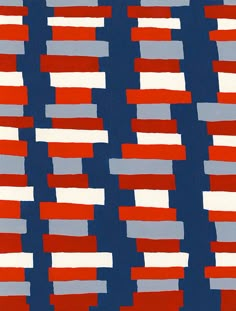 an abstract painting with red, white and blue stripes