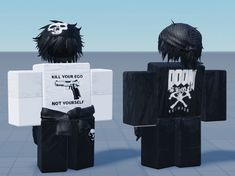 two black boxes with skulls on them are facing each other and one is holding a sign that says kill your god not yourself