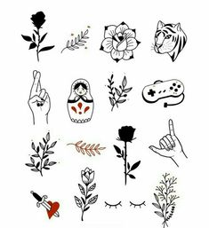 several different types of flowers and hand gestures