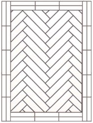 a drawing of a herringbone pattern in white and gray tones, with one diagonal line at the center