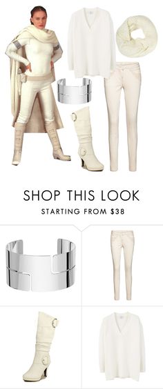 a woman in white clothes and accessories with the words shop this look starting from $ 38