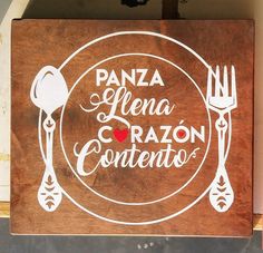 a wooden sign that says panza gena crazon conteno