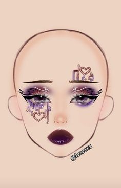 Makeup Face Charts Creative, Face Markings, Anime Eye Makeup, Face Charts, Punk Makeup