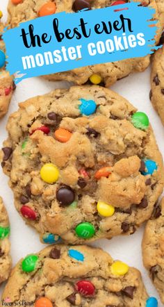 the best ever monster cookies with m & m's and m's on top