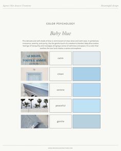 the color scheme for baby blue is shown in this page, which includes different shades