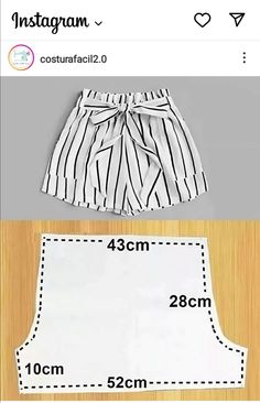 the measurements for shorts are shown in two different sizes, and there is no image on it