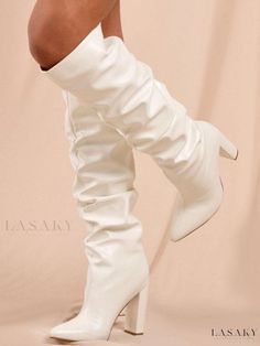 Lasaky - Womens Contemporary Slouch Knee High Boots with Chunky Heel Womens Knee Boots, Spring Shoes Women, Long Shoes, Hand Sewn Leather, Birthday Inspo, Thigh Boots, Fashion Shoes Flats, Chunky High Heels, Slouched Boots