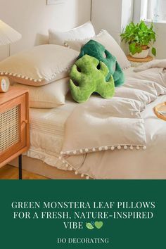 green monster leaf pillows for a fresh, nature - inspired bed