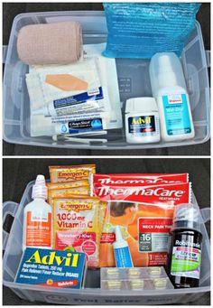 first aid supply list for medical kit for college students, classroom or road trips! Medical Kit List, Survival Journal, Baby First Aid Kit, First Aid Kit Checklist, Dorm Gifts, College Supplies, Packing Hacks