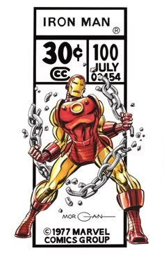 an iron man poster with chains around it