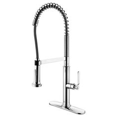 a kitchen sink faucet with an adjustable spout and pull out sprayer