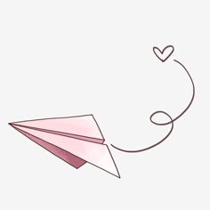 a pink paper airplane with a heart on it's tail