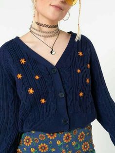 Embroidery Sweaters, Long Crochet Cardigan, Clothing Aesthetic, Bohemian Tops, Cable Knit Cardigan, Mode Inspo, Look Vintage, Mode Vintage, Crochet Cardigan